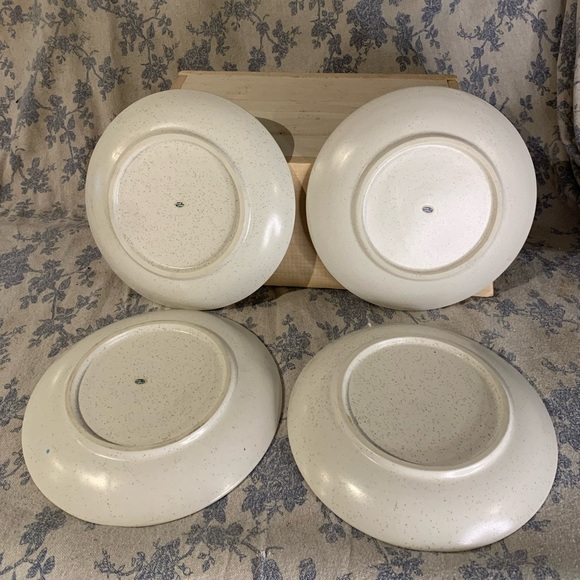 VTG Set of 4 Speckled Stoneware Floral Plates Made in Korea 7.5" - Picture 3 of 7